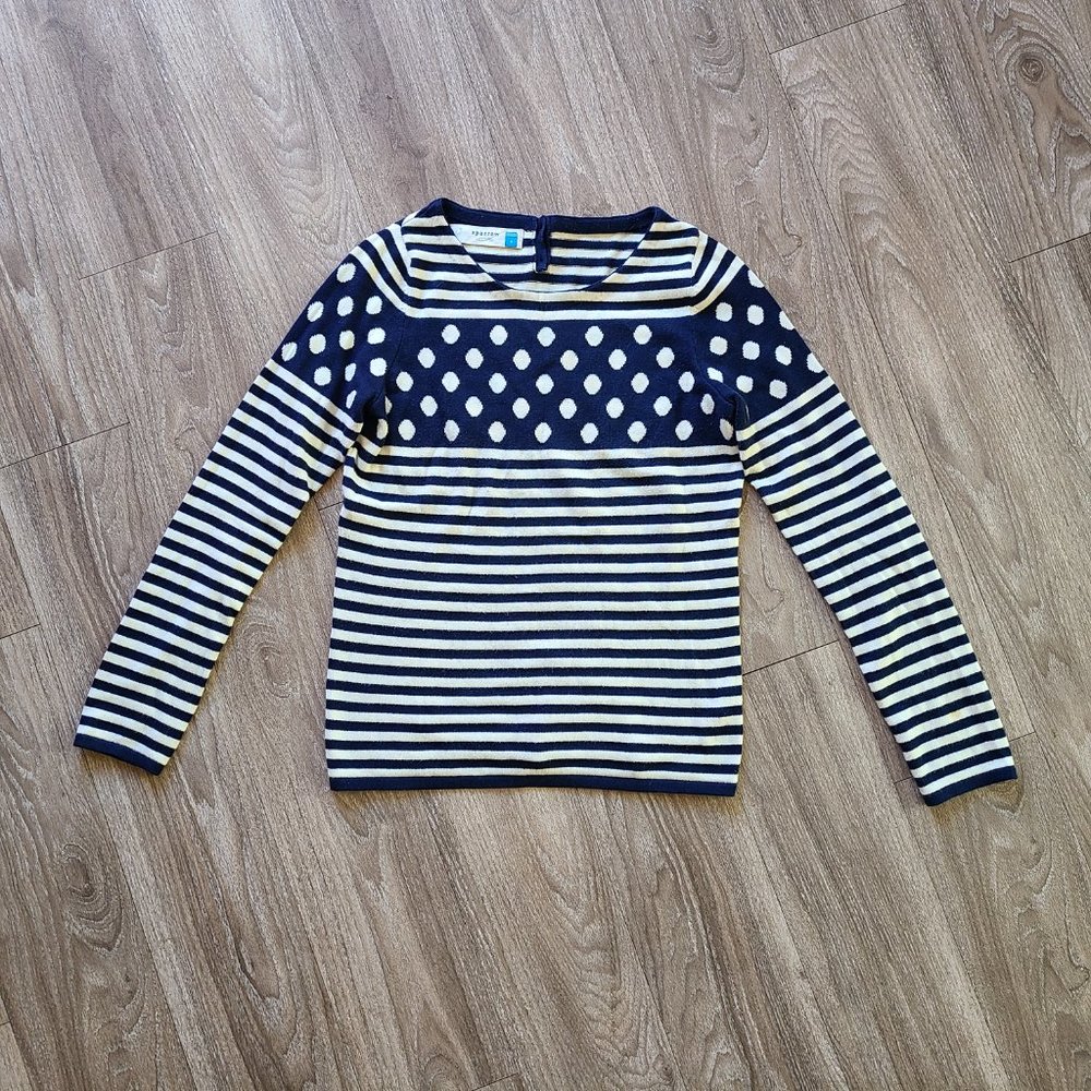Anthropologie Sparrow Stacked Spots Sweater Navy